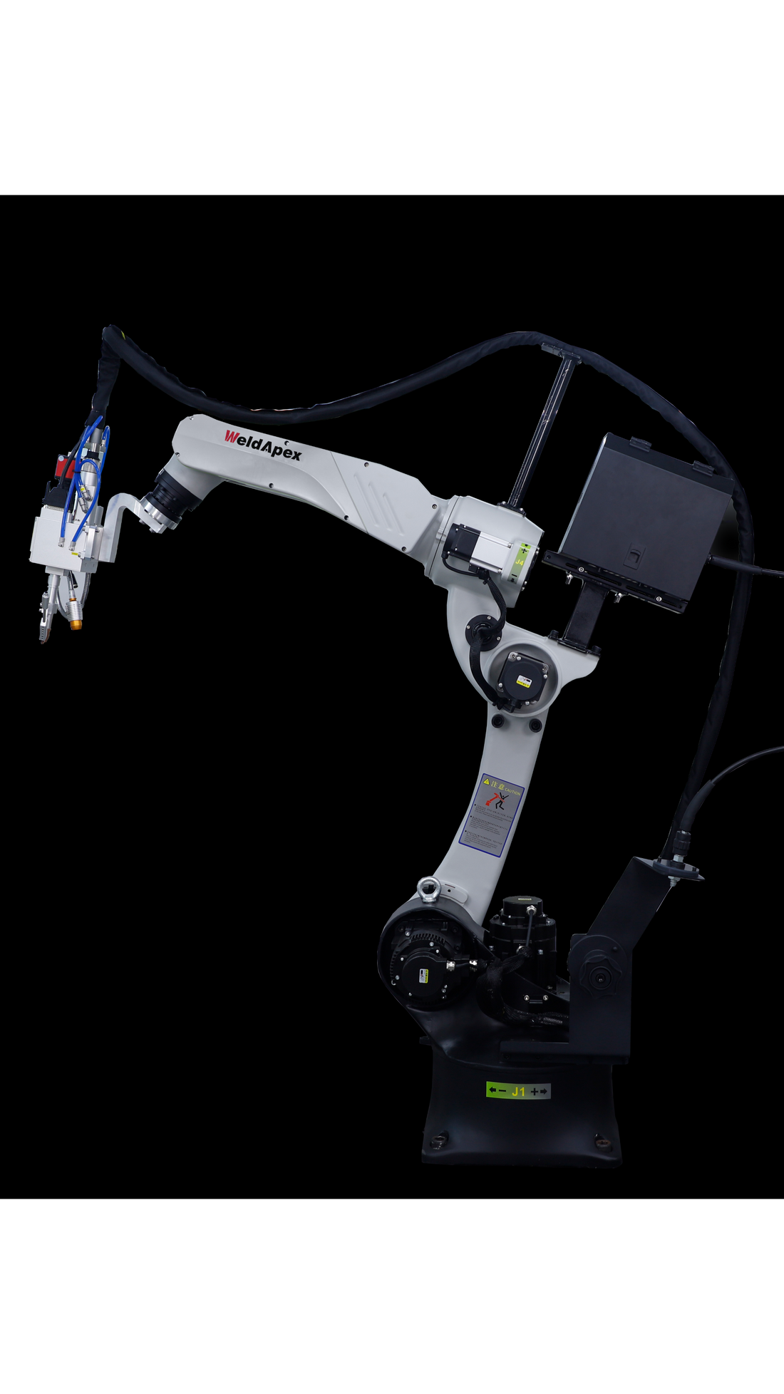 Robotic arm with a black background